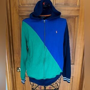 Polo Ralph Lauren Colorblock Full Zip Hoodie Sweatshirt, Youth XL 18-20